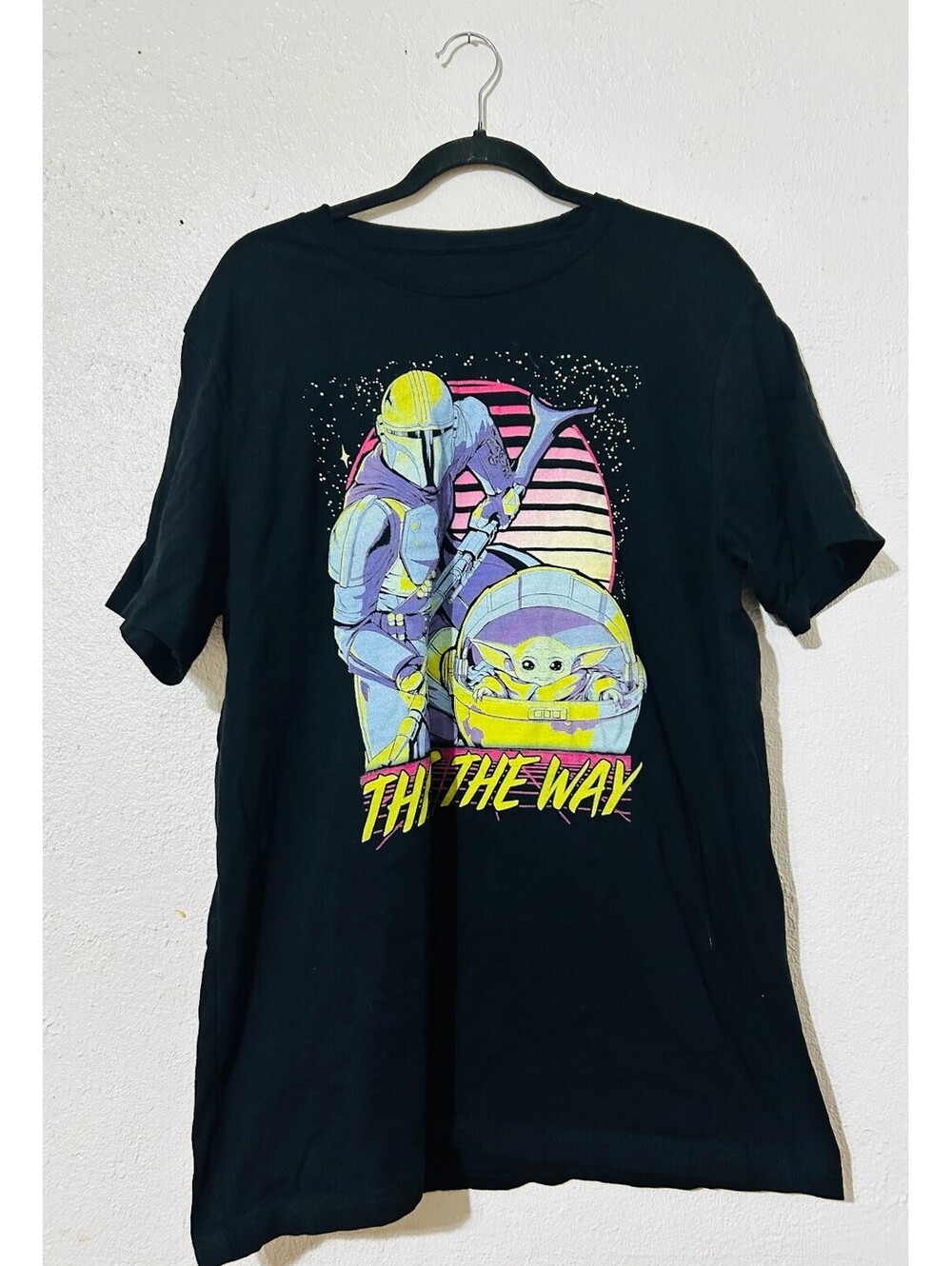 Star Wars Mandalorian Grogu This Is The Way Retro Graphic Tee Black Oversized